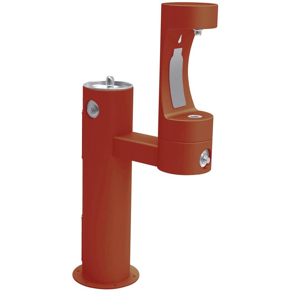 Elkay - Halsey Taylor Endura II Outdoor HydroBoost Bottle Filling Station, Bi-Lev Pedestal Non-Filtered Non-Refrigerated FR, Terracotta - Terracotta