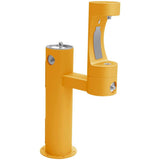 Elkay - Halsey Taylor Endura II Outdoor HydroBoost Bottle Filling Station, Bi-Level Pedestal Non-Filtered Non-Refrigerated FR, Yellow - Yellow