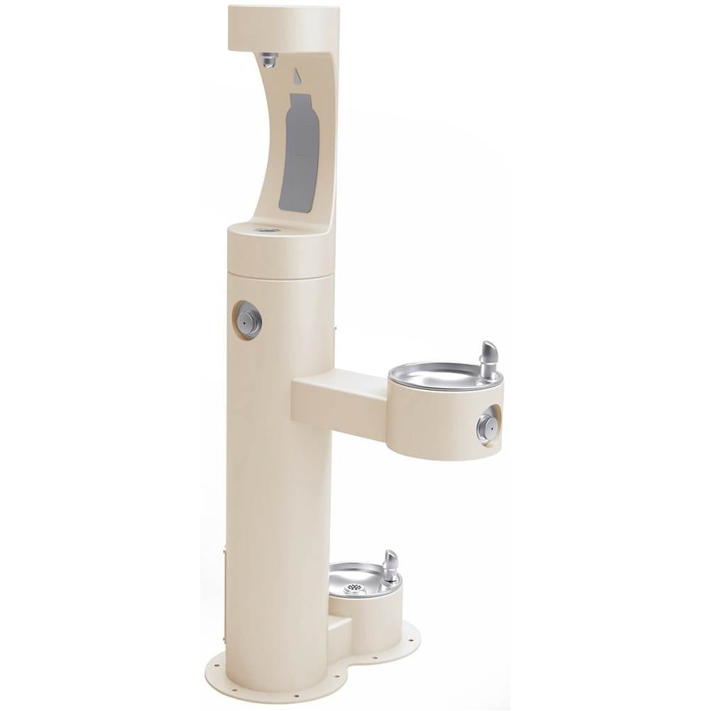 Elkay - Halsey Taylor Outdoor HydroBoost Bottle Filling Station,  Bi-Level w/ Pet Station Non-Filtered Non-Refrigerated FR Beige - Beige