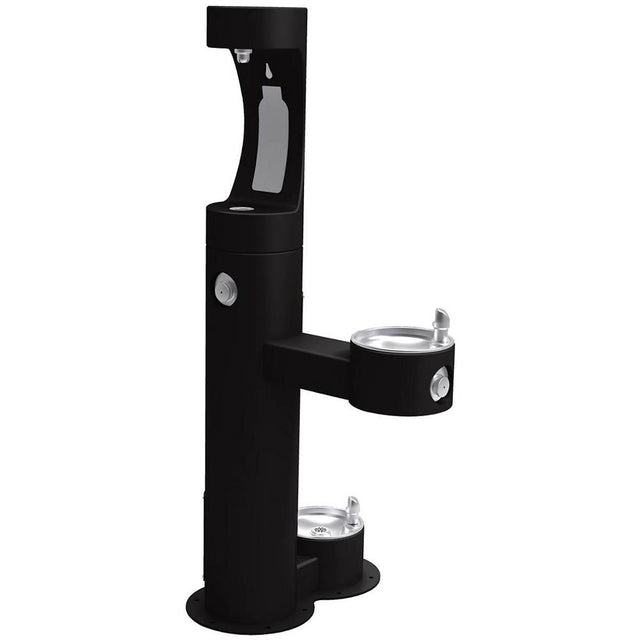 Elkay - Outdoor ezH2O Upper Bottle Filling Station, Bi-Level Pedestal with Pet Station NonFilter, NonRefrige FreezeResist Black - Black