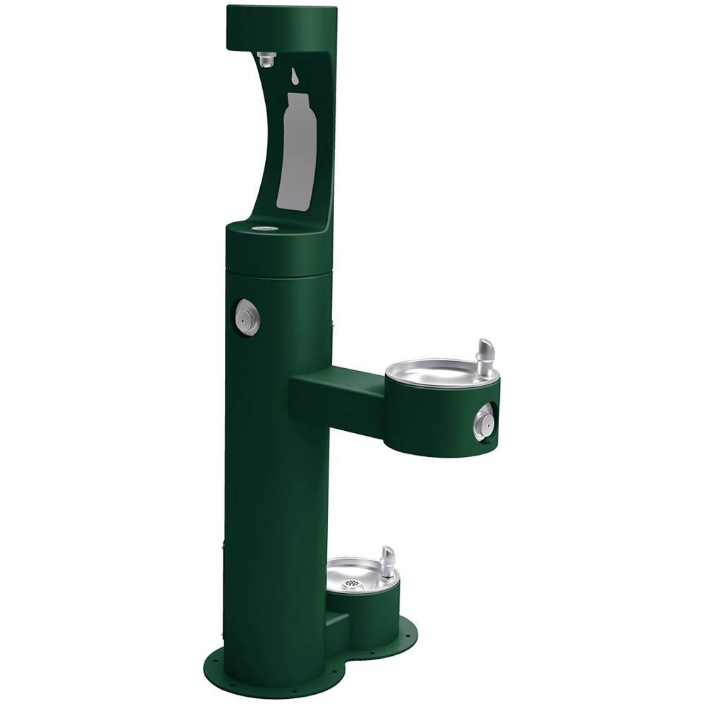 Elkay - Outdoor ezH2O Upper Bottle Filling Station Bi-Level, Pedestal with Pet Station Non-Filtered Non-Refrigerated Evergreen - Evergreen
