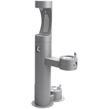 Elkay - Outdoor ezH2O Upper Bottle Filling Station Bi-Level, Pedestal with Pet Station Non-Filtered Non-Refrigerated Gray - Gray