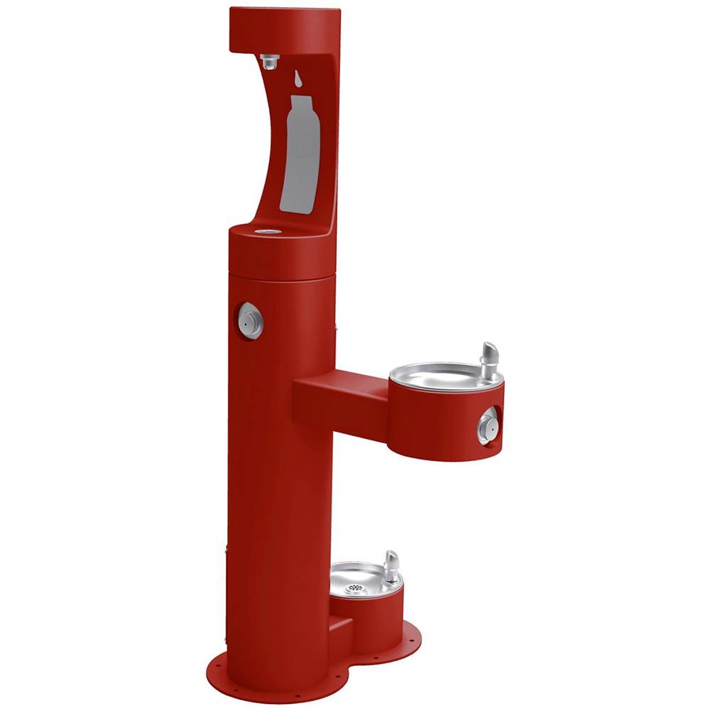 Elkay - Halsey Taylor Outdoor HydroBoost Bottle Filling Station,  Bi-Level w/ Pet Station Non-Filtered Non-Refrigerated FR Red - Red