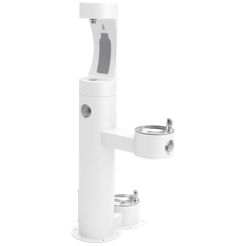 Elkay - Halsey Taylor Outdoor HydroBoost Bottle Filling Station,  Bi-Level w/ Pet Station Non-Filtered Non-Refrigerated FR White - White