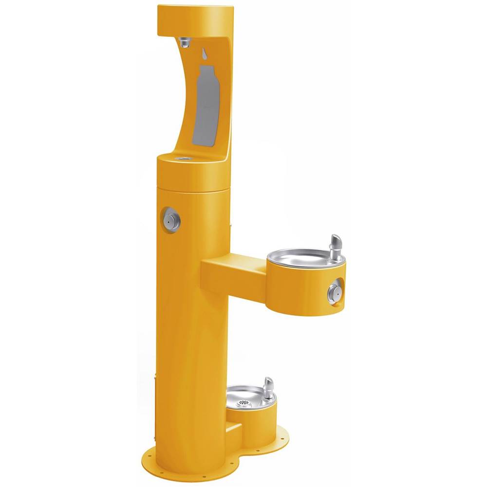 Elkay - Halsey Taylor Outdoor HydroBoost Bottle Filling Station,  Bi-Level w/ Pet Station Non-Filtered Non-Refrigerated FR Yellow - Yellow