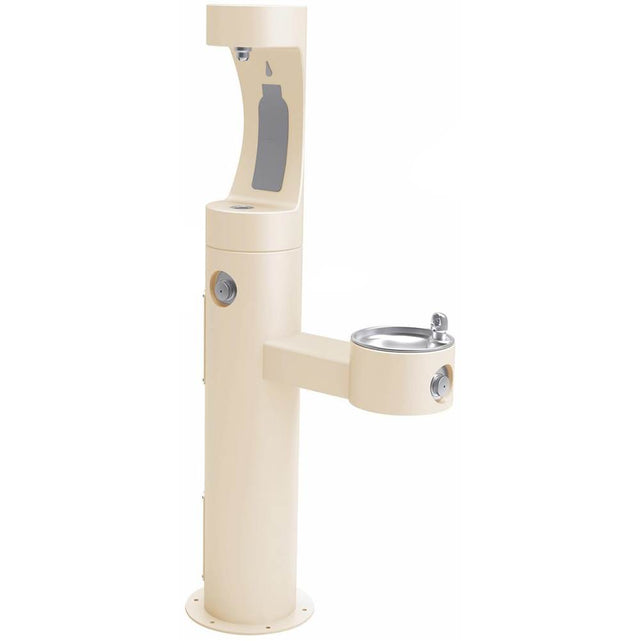 Elkay - Halsey Taylor Endura II Outdoor HydroBoost Bottle Filling Station, Bi-Level Pedestal Non-Filtered Non-Refrigerated FR, Beige - Beige