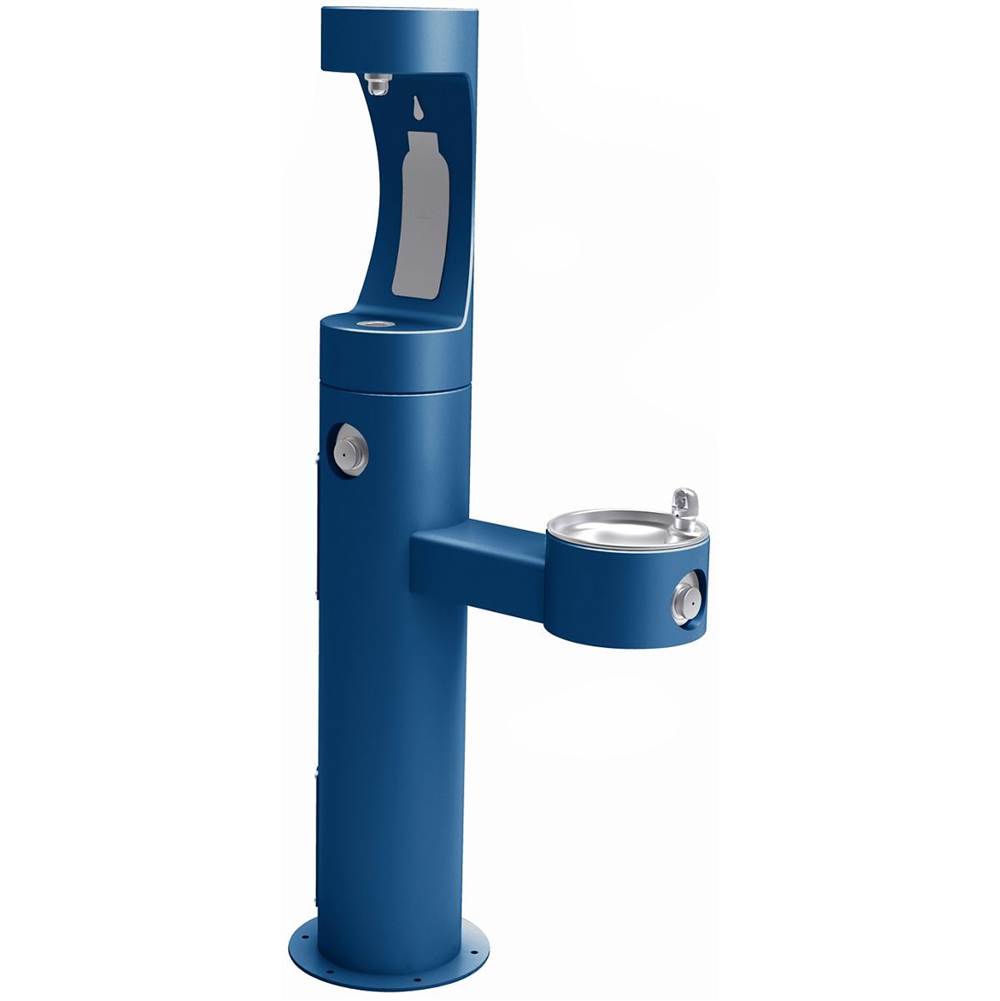 Elkay - Outdoor ezH2O Upper Bottle Filling Station Bi-Level Pedestal, Non-Filtered Non-Refrigerated Freeze Resistant Blue - Blue
