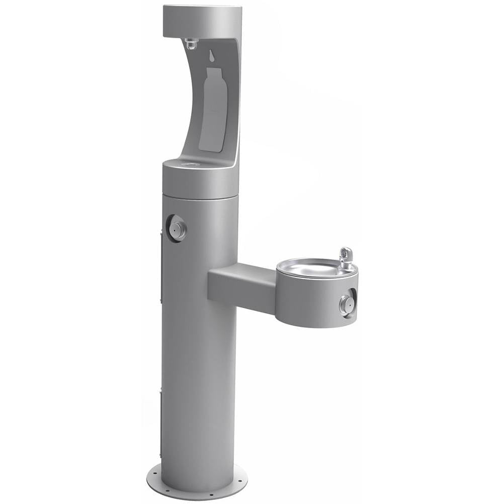Elkay - Outdoor ezH2O Upper Bottle Filling Station Bi-Level Pedestal, Non-Filtered Non-Refrigerated Freeze Resistant Gray - Gray
