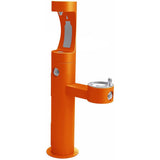 Elkay - Halsey Taylor Endura II Outdoor HydroBoost Bottle Filling Station, Bi-Level Pedestal Non-Filtered Non-Refrigerated FR, Orange - Orange