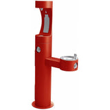 Elkay - Halsey Taylor Endura II Outdoor HydroBoost Bottle Filling Station, Bi-Level Pedestal Non-Filtered Non-Refrigerated FR, Red - Red