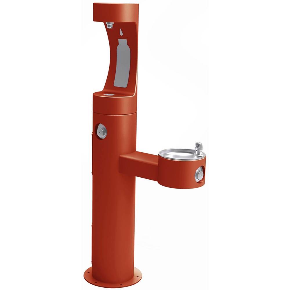 Elkay - Halsey Taylor Endura II Outdoor HydroBoost Bottle Filling Station, Bi-Lev Pedestal Non-Filtered Non-Refrigerated FR, Terracotta - Terracotta