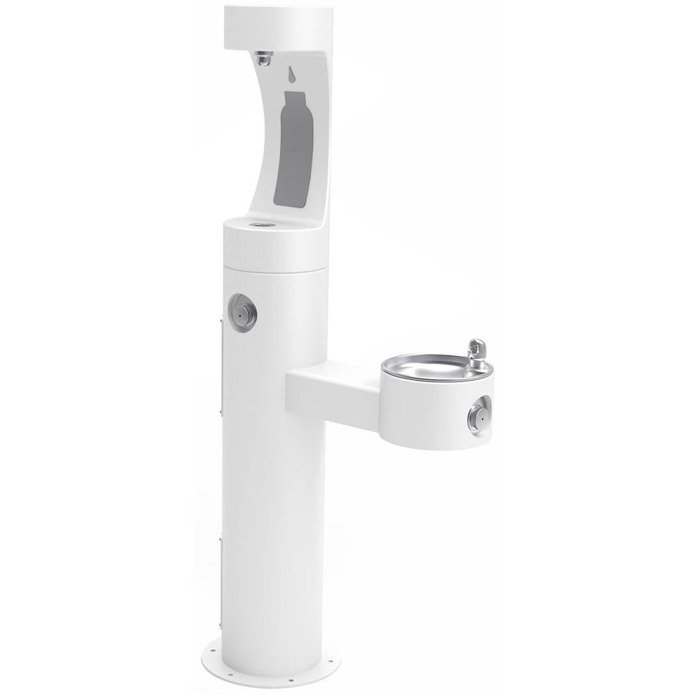 Elkay - Halsey Taylor Endura II Outdoor HydroBoost Bottle Filling Station, Bi-Level Pedestal Non-Filtered Non-Refrigerated FR, White - White