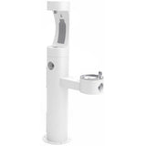 Elkay - Halsey Taylor Endura II Outdoor HydroBoost Bottle Filling Station, Bi-Level Pedestal Non-Filtered Non-Refrigerated FR, White - White