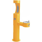Elkay - Halsey Taylor Endura II Outdoor HydroBoost Bottle Filling Station, Bi-Level Pedestal Non-Filtered Non-Refrigerated FR, Yellow - Yellow