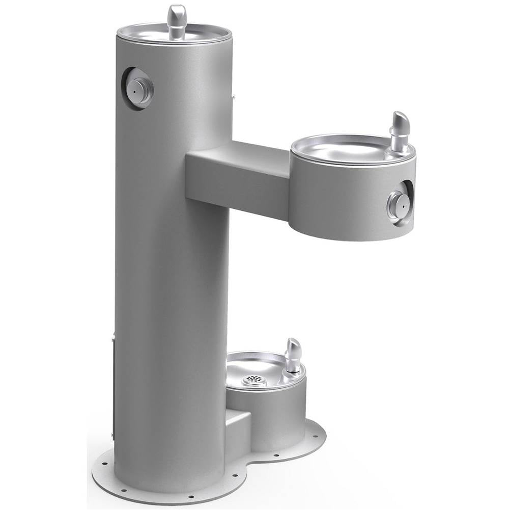 Elkay - Outdoor Fountain Bi-Level Pedestal with Pet Station, Non-Filtered Non-Refrigerated, Freeze Resistant, Gray - Gray