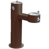 Elkay - Halsey Taylor Endura II Tubular Outdoor Fountain, Bi-Level Pedestal Non-Filtered Non-Refrigerated Freeze Resistant, Brown - Brown