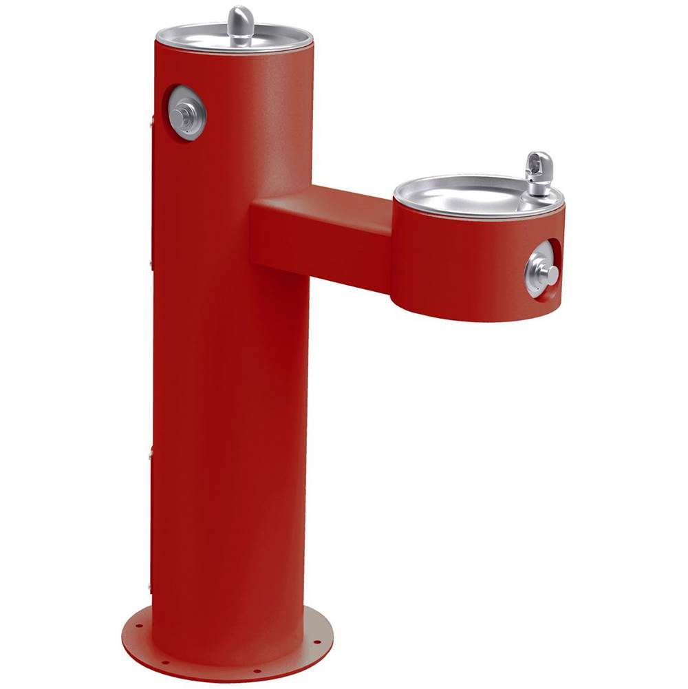 Elkay - Halsey Taylor Endura II Tubular Outdoor Fountain, Bi-Level Pedestal Non-Filtered Non-Refrigerated Freeze Resistant, Red - Red