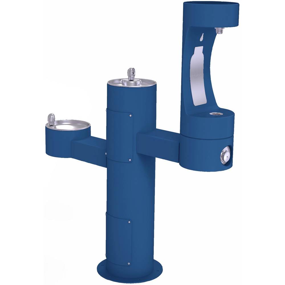 Elkay - Outdoor ezH2O Middle Bottle Filling Station Tri-Level Pedestal, Non-Filtered Non-Refrigerated Blue - Blue