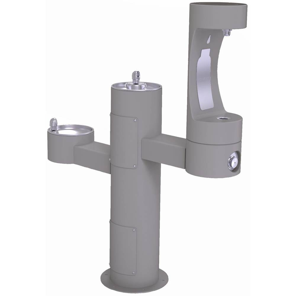 Elkay - Outdoor ezH2O Middle Bottle Filling Station Tri-Level Pedestal, Non-Filtered Non-Refrigerated Gray - Gray