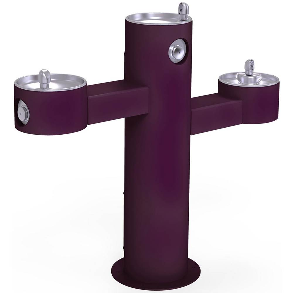 Elkay - Halsey Taylor Endura II Tubular Outdoor Fountain, Tri-Level Pedestal Non-Filtered Non-Refrigerated, Purple - Purple