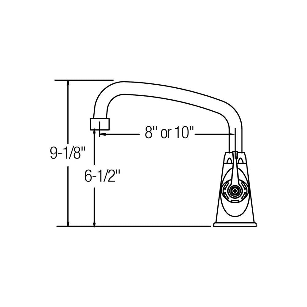DECK MNT 1HOLE, AT 10IN SPT, 1PC WRIST BLD HNDL, 6IN