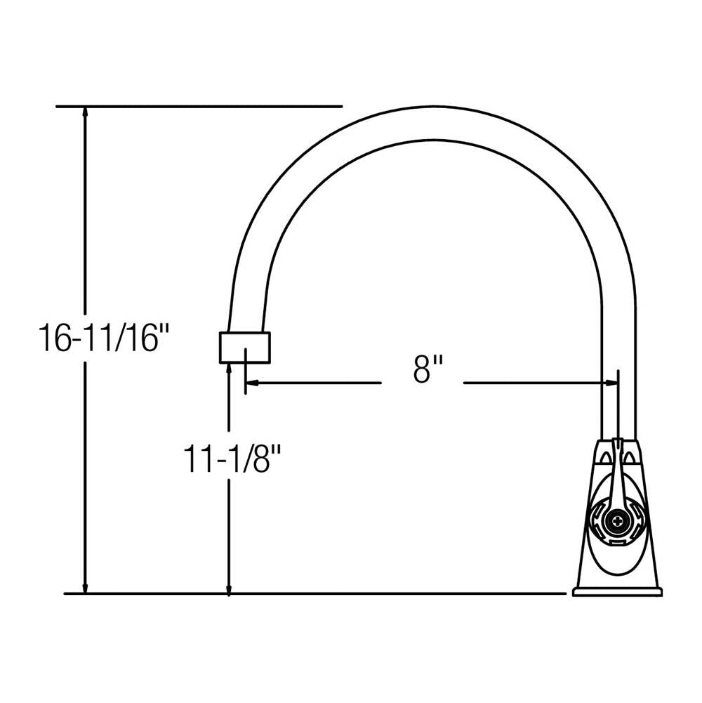 DECK MNT 1HOLE, GN 8IN SPT, 1PC WRIST BLD HNDL, 6IN