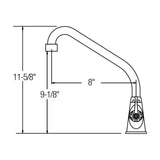 DECK MNT 1HOLE, HA 8IN SPT, 1PC WRIST BLD HNDL, 6IN