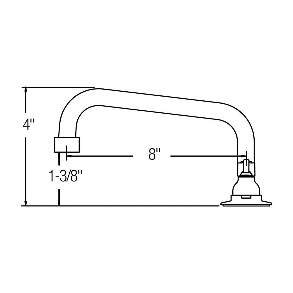DECK MNT WS, TUBE 8IN SPT, 1PC WRIST BLD HNDL, 6IN