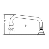 DECK MNT WS, TUBE 8IN SPT, 1PC WRIST BLD HNDL, 6IN