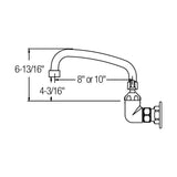 WALL MNT 8IN, AT 10IN SPT, 1PC WRIST BLD HNDL, 4IN, 1/2IN HW