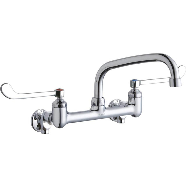 Elkay - WALL MNT 8IN, AT 8IN SPT, 1PC WRIST BLD HNDL, 6IN, SHUT OFF - Chrome