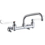 Elkay - WALL MNT 8IN, AT 8IN SPT, 1PC WRIST BLD HNDL, 6IN, SHUT OFF - Chrome