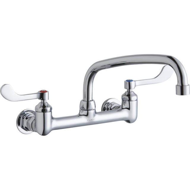 Elkay - WALL MNT 8IN, AT 10IN SPT, 1PC WRIST BLD HNDL, 4IN, 1/2IN HW - Chrome