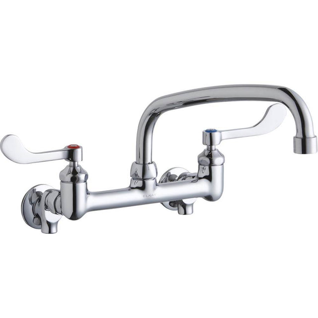 Elkay - WALL MNT 8IN, AT 10IN SPT, 1PC WRIST BLD HNDL, 4IN, SHUT OFF - Chrome