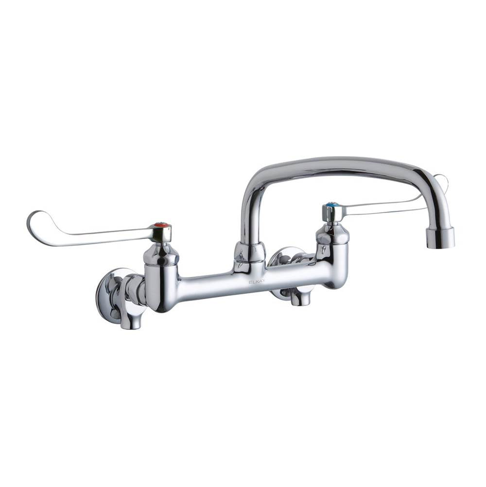 Elkay - WALL MNT 8IN, AT 12IN SPT, 1PC WRIST BLD HNDL, 6IN, SHUT OFF - Chrome