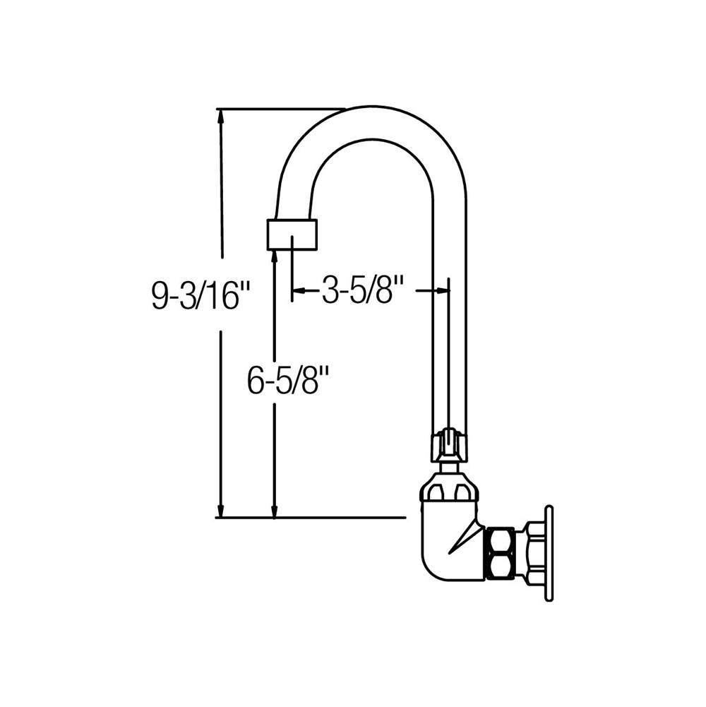 WALL MNT 8IN, GN 4IN SPT, 1PC WRIST BLD HNDL, 4IN, 1/2IN HW