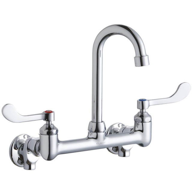 Elkay - WALL MNT 8IN, GN 4IN SPT, 1PC WRIST BLD HNDL, 4IN, SHUT OFF - Chrome
