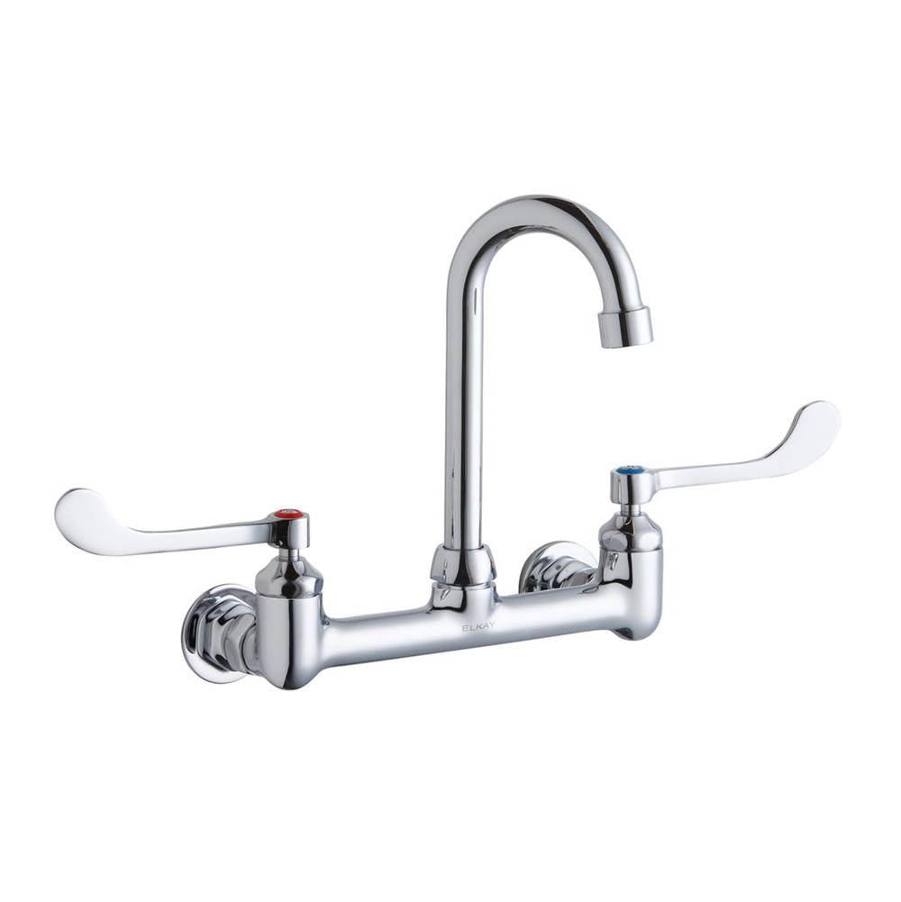 Elkay - WALL MNT 8IN, GN 4IN SPT, 1PC WRIST BLD HNDL, 6IN, 1/2IN HW - Chrome
