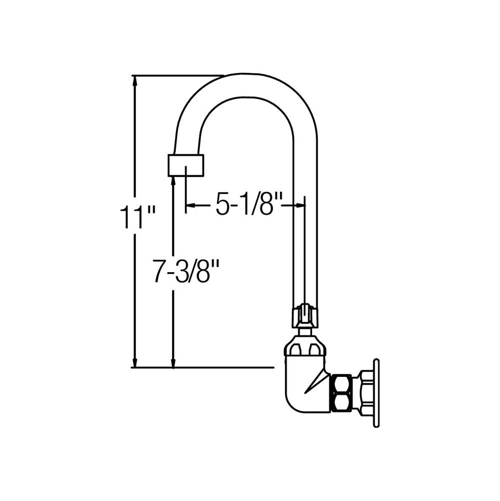 WALL MNT 8IN, GN 5IN SPT, 1PC WRIST BLD HNDL, 4IN, 1/2IN HW