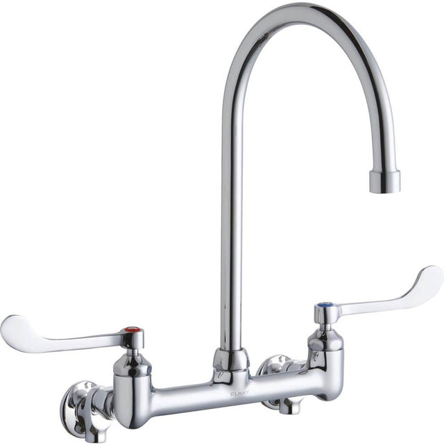 Elkay - WALL MNT 8IN, GN 8IN SPT, 1PC WRIST BLD HNDL, 6IN, SHUT OFF - Chrome