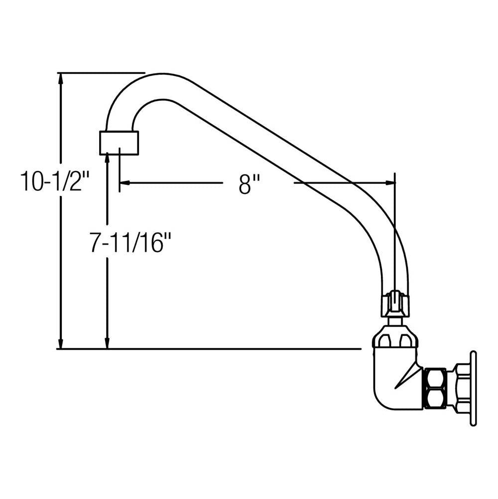 WALL MNT 8IN, HA 8IN SPT, LVR HNDL, 2IN, 1/2IN HW