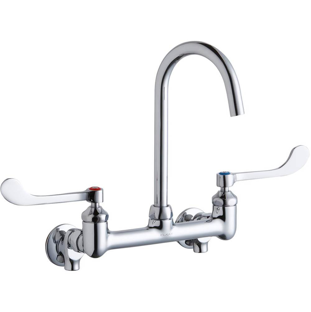 Elkay - WALL MNT 8IN, GN 5IN SPT, 1PC WRIST BLD HNDL, 6IN, SHUT OFF - Chrome