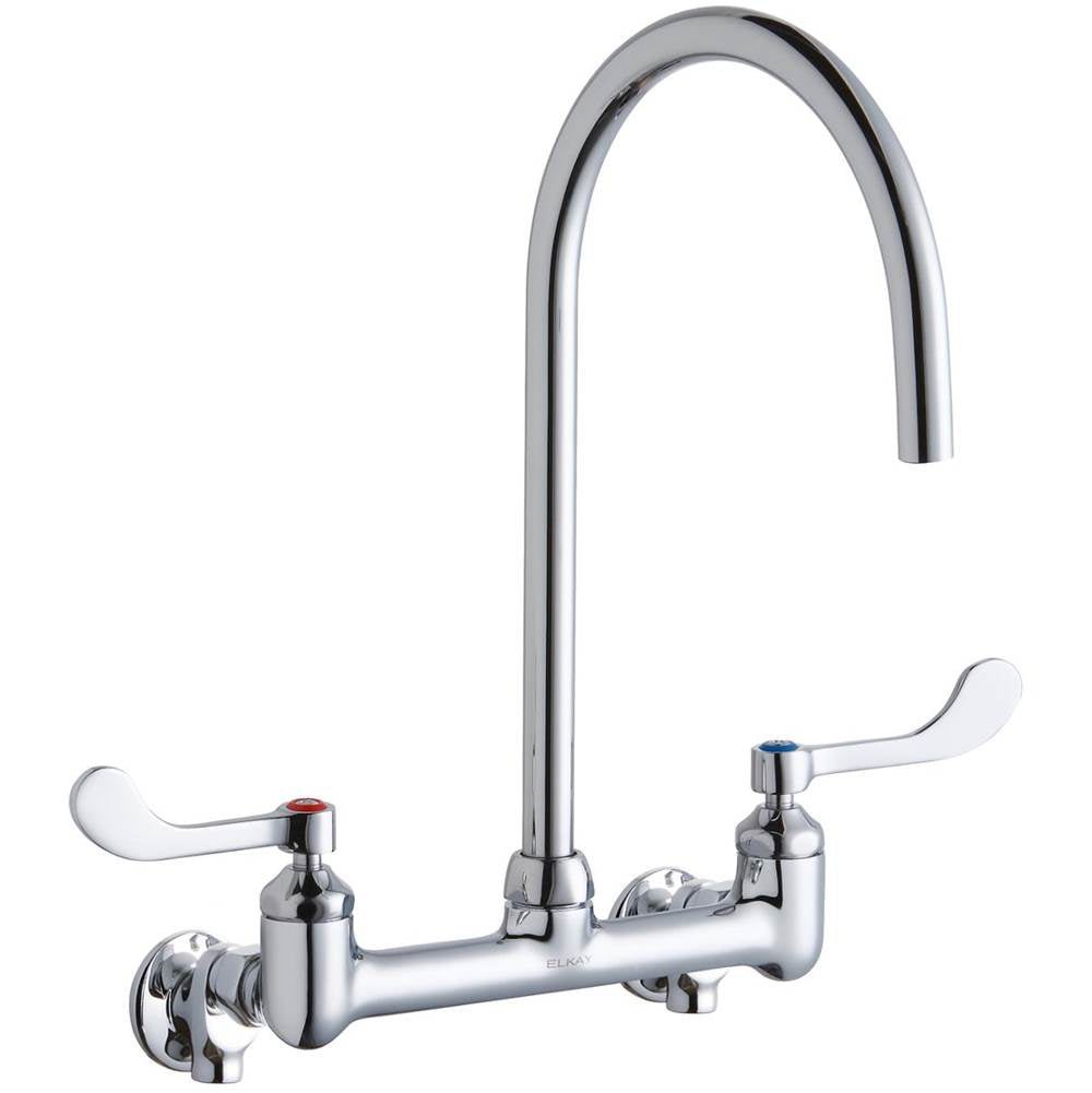 Elkay - WALL MNT 8IN, GN 8IN SPT, 1PC WRIST BLD HNDL, 4IN, SHUT OFF - Chrome
