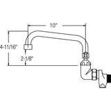 WALL MNT 8IN, TUBE 8IN SPT, 1PC WRIST BLD HNDL, 4IN, 1/2IN H