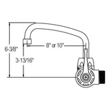 WALL MNT 4IN, AT 8IN SPT, 1PC WRIST BLD HNDL, 4IN, 2IN HW