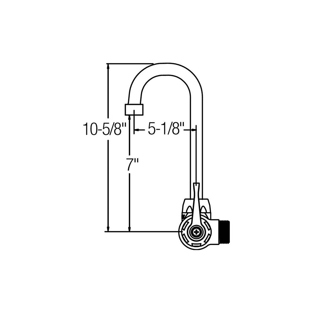 WALL MNT 4IN, GN 5IN SPT, 1PC WRIST BLD HNDL, 4IN, 2IN HW