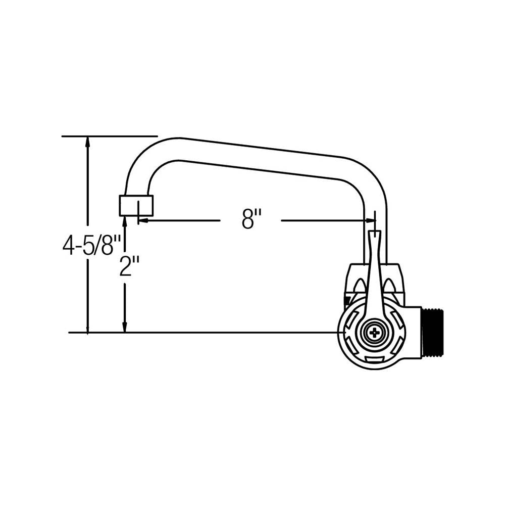 WALL MNT 4IN, TUBE 8IN SPT, 1PC WRIST BLD HNDL, 6IN, 2IN HW