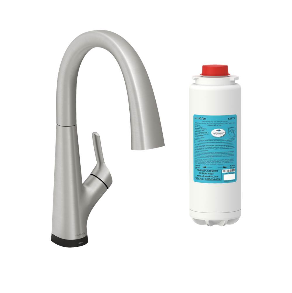 Elkay - Single Lever, 2in1 Kitchen Filtration Faucet, Lustrous Steel - Lustrous Steel