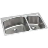 Elkay - 18 Gauge Stainless Steel 33'' x 22'' x 9'' Double Bowl Dual Mount Kitchen Sink Kit - Lustrous Satin