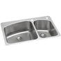 Elkay - 18 Gauge Stainless Steel 33'' x 22'' x 9'' Double Bowl Dual Mount Kitchen Sink Kit - Lustrous Satin
